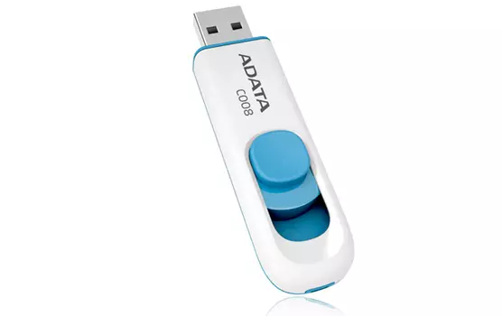 USB флешка ADATA C008 8Gb White-blue (AC008-8G-RWE) USB 2.0 / 15 Мб/с / 5 Мб/с