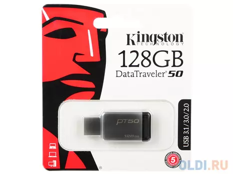 USB флешка Kingston DataTraveler 50 128Gb Silver-black (DT50/128GB)