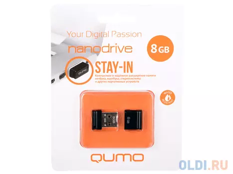 Флешка USB 8Gb QUMO NanoDrive USB2.0 черный QM8GUD-NANO-B