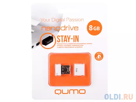 Флешка USB 8Gb QUMO NanoDrive USB2.0 белый QM8GUD-NANO-W