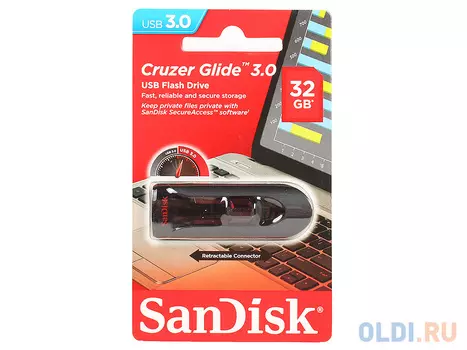Внешний накопитель 32GB USB Drive <USB 3.0 SanDisk Cruzer Glide 3.0 (SDCZ600-032G-G35)