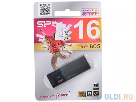 Внешний накопитель 16GB USB Drive <USB 3.0 Silicon Power Blaze B05 Black (SP016GBUF3B05V1K)