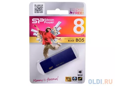 Внешний накопитель 8GB USB Drive <USB 3.0 Silicon Power Blaze B05 Blue (SP008GBUF3B05V1D)