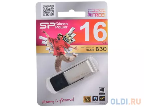 Внешний накопитель 16GB USB Drive <USB 3.0 Silicon Power Blaze B30 Black (SP016GBUF3B30V1K)