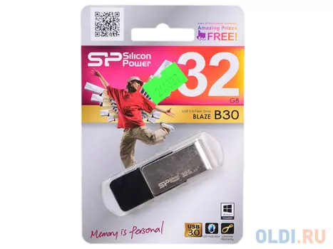 Внешний накопитель 32GB USB Drive <USB 3.0 Silicon Power Blaze B30 Black (SP032GBUF3B30V1K)