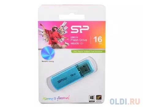 Внешний накопитель 16GB USB Drive <USB 2.0 Silicon Power Helios 101 Blue (SP016GBUF2101V1B)