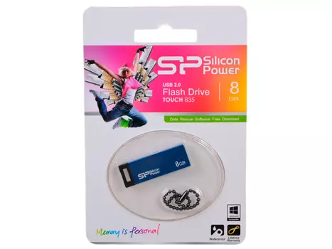 USB флешка Silicon Power Touch 835 8Gb Blue (SP008GBUF2835V1B) USB 2.0 / 40 Мб/с / 10 Мб/с