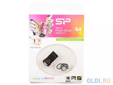 Флешка USB 64GB Silicon Power Touch T01 USB2.0 SP064GBUF2T01V1K серебристый