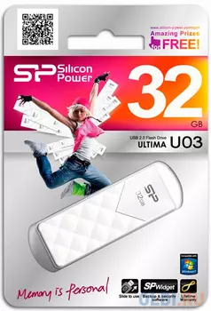 Внешний накопитель 32GB USB Drive <USB 2.0 Silicon Power Ultima U3 White (SP032GBUF2U03V1W)