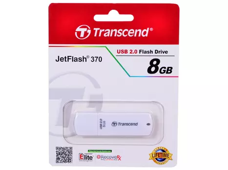 USB флешка Transcend JetFlash 370 8Gb White (TS8GJF370) USB 2.0 / 15 Мб/с / 11 Мб/с