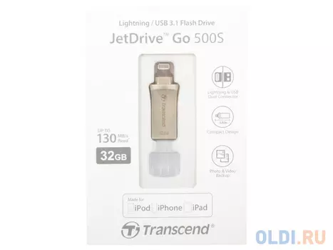 Флешка USB 32Gb Transcend Jetflash 500 TS32GJDG500S серебристый