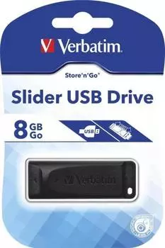 USB флешка Verbatim Store n Go Slider 8Gb Black (98695) USB 2.0 / 10 Мб/с / 4 Мб/с