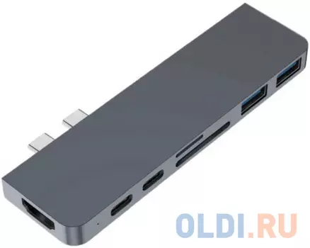 USB Хаб Hyper HyperDrive DUO 7-in-2 Hub для USB-C MacBook Pro/Air. Порты: Порты: HDMI (4k 60Hz), 2 x USB-A, Micro SD, SD, 1x USB-C PD 100W, 1x USB-C PD 60W. Цвет серый космос.