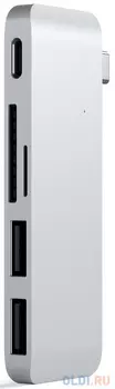 USB-хаб Satechi Type-C USB 3.0 Passthrough Hub для Macbook 12". Порты: 1x USB-C, 2 x USB 3.0, SD, microSD. Цвет серебряный.