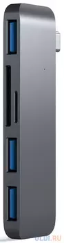 USB-хаб Satechi Type-C USB Hub для Macbook с портом USB-C. Порты: 3 x USB 3.0, SD, microSD. Цвет серый.