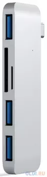 USB-хаб Satechi Type-C USB Hub для Macbook с портом USB-C. Порты: 3 x USB 3.0, SD, microSD. Цвет серебряный.