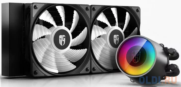 Устройство охлаждения(кулер) Deepcool Watercooler CASTLE 240 V2 Soc-FM2+/AM2+/AM3+/AM4/1150/1151/1155/2011/ 4-pin + 3-pin 18-30dB Al 250W 1396gr LED Ret