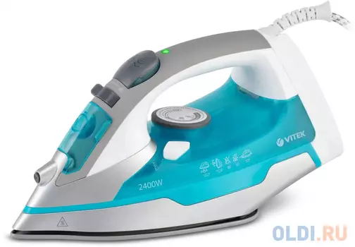 Утюг Vitek VT-1258 B, 2400Вт, бирюзовый/серебристый [1258-vt-01]