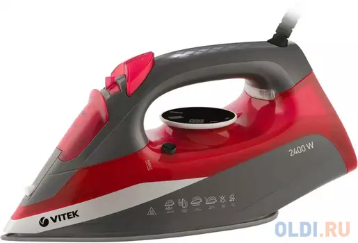 Утюг Vitek VT-8348, 2400Вт, серый/красный