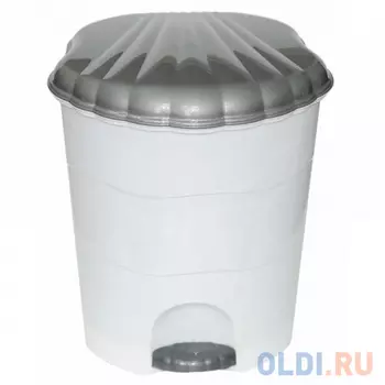 ВЕДРО ДЛЯ МУСОРА 11 Л С ПЕДАЛЬЮ (БЕЛЫЙ/СЕРЫЙ МЕТАЛЛИК) (1/8) "ВИОЛЕТ"