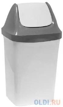Ведро-контейнер 15 л, с крышкой (качающейся), для мусора,"Свинг", 47х27х23 см, серое, IDEA, М 2462