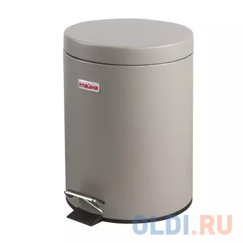 Ведро-контейнер для мусора (урна) с педалью ЛАЙМА "Classic", 5 л, серое, матовое, металл, со съемным внутренним ведром, 602849