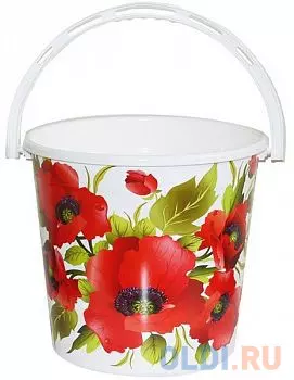 ВЕДРО ПЛАСТ. ПИЩЕВОЕ (КРАСНЫЕ МАКИ) 10 Л (1/40) "ВИОЛЕТ"