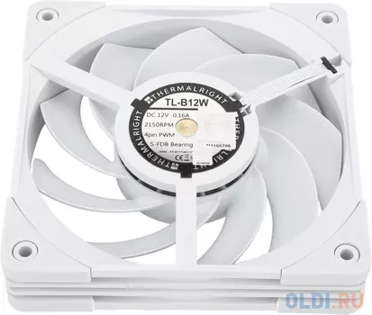 Вентилятор Thermalright TL-B12-W, 120x120x25.6 мм, 2150 об/мин, 28 дБА, PWM, белый