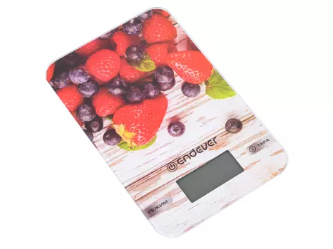 Весы кухонные электронные Endever Chief-508, рисунок Клубника вес от 2 г до 5 кг, закаленное стекло, автовыключение