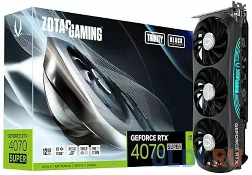 Видеокарта RTX4070 SUPER TRINITY BLACK ED 12GB GDDR6X 192bit 3xDP HDMI 3FAN Premium Pack