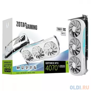 Видеокарта Zotac RTX4070Ti SUPER TRINITY OC WHITE ED 16GB GDDR6X 256bit 3xDP HDMI 3FAN Premium Pack