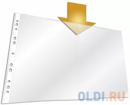 Вкладыш с перфорацией, прозрачный, горизонтальный, А3, 60 мкм, 50 шт./уп