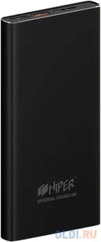 Внешний аккумулятор HIPER Power bank MPS10000, 10000 mAh, QC 3.0/PD 18W, input 5V-12V USB-C, microUSB input 5V/12W, output 2xUSB-A, USB-C; 12W + 18W, Black