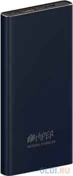 Внешний аккумулятор HIPER Power bank MPS10000, 10000 mAh, QC 3.0/PD 18W, input 5V-12V USB-C, microUSB input 5V/12W, output 2xUSB-A, USB-C; 12W + 18W, Dark Blue
