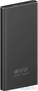 Внешний аккумулятор HIPER Power bank MPS10000, 10000 mAh, QC 3.0/PD 18W, input 5V-12V USB-C, microUSB input 5V/12W, output 2xUSB-A, USB-C; 12W + 18W, Space Gray