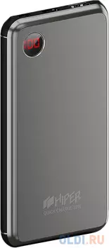 Внешний аккумулятор HIPER Power bank STEEL 10, 10000 mAh, QC 3.0/PD 18W, input 5V-12V USB-C, microUSB input 5V/12W, output 1xUSB-A, USB-C; 12W + 18W, digital screen, Space Gray
