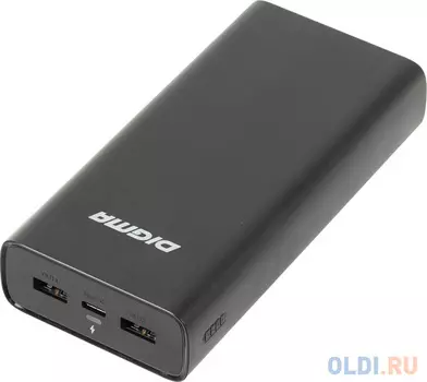 Внешний аккумулятор Power Bank 20000 мАч Digma DGPQ20D черный DGPQ20D22PBK