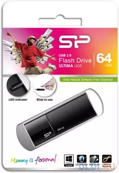 Внешний накопитель 64GB USB Drive <USB 2.0 Silicon Power Ultima U05 SP064GBUF2U05V1K black