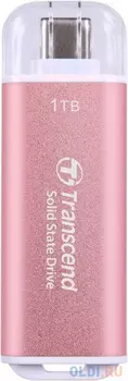 Внешний SSD External SSD Transcend 1.0Tb ESD300  (USB3.2 gen 2, Type C, 1050/950Mbs, 3D NAND, 60x20x7.8mm, 9g) розовый