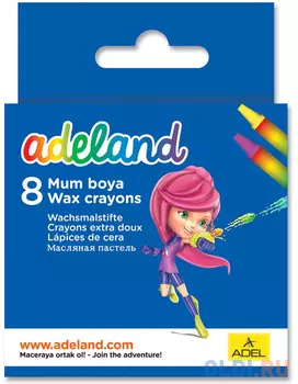Восковые мелки Adel ADELAND круглые 10 мм 8 штук 8 цветов от 3 лет 228-2814-100
