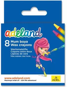 Восковые мелки Adel ADELAND круглые 10 мм 8 штук 8 цветов от 3 лет 228-2814-100