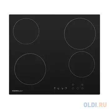 Встраиваемая электрическая панель HOMSair/ электрическая, 580х510х50 мм, сенсорное управление, 4 конфорки, стеклокерамика, черный цвет