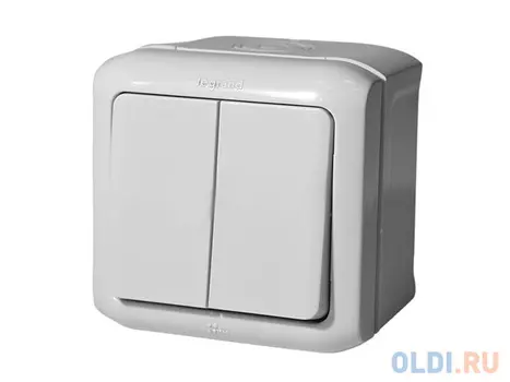 Выключатель Legrand Quteo 2-клавишный серый 782332