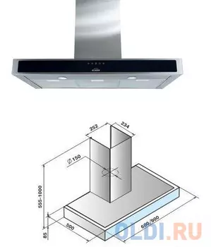 Вытяжка каминная Elikor Агат 90Н-1000-Е4Д нержавеющая сталь