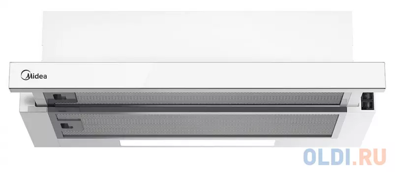 Вытяжка, встраиваемая в шкаф с выдвижным экраном, ширина 60 см, отвод/рециркуляция, 2 мотора - 550 м3/час, механическое управление, 2 скорости, LED ос