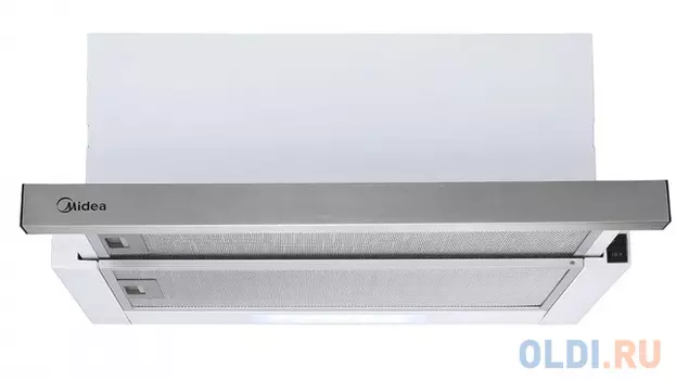 Вытяжка, встраиваемая в шкаф с выдвижным экраном, ширина 60 см, отвод/рециркуляция, 900 м3/час, механическое управление, 2 скорости, LED освещение 1*1