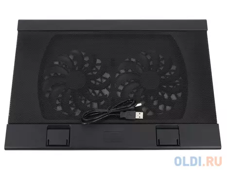 Теплоотводящая подставка под ноутбук DeepCool WIND PAL FS BLACK (до 15.6",Супертонкий 2,4см, 2хUSB, 2x140мм вентилятор, регулятор скор-ти, черный