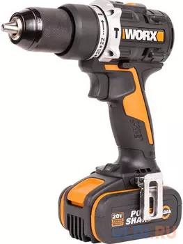 WORX Дрель-шуруповерт ударная аккумуляторная , 60Нм, 20В, бесщеточная, 4Ач x2, ЗУ 2А, кейс WX352.1