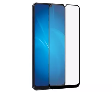Закаленное стекло с цветной рамкой DF sColor-75 black (fullscreen+fullglue) для Samsung Galaxy A10