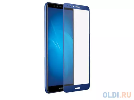 Закаленное стекло с цветной рамкой (fullscreen+fullglue) для Huawei Honor 7A Pro/Y6 (2018)/Honor 7C/Y6 Prime (2018) DF hwColor-54 (blue)